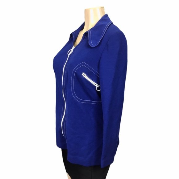 Vintage JOYCE Royal Blue Zip Up Llight Jacket Top - Picture 2 of 5